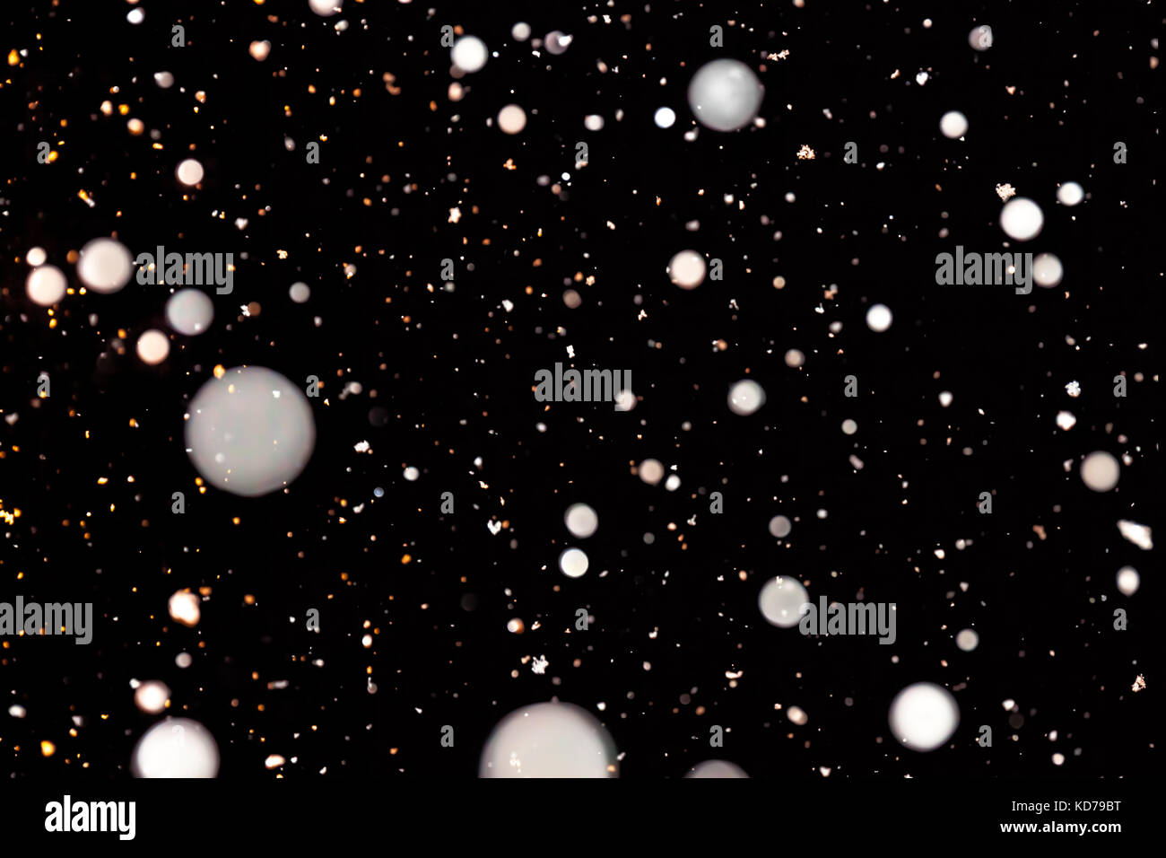 abstract background of falling snow. white snowflakes on a black ...