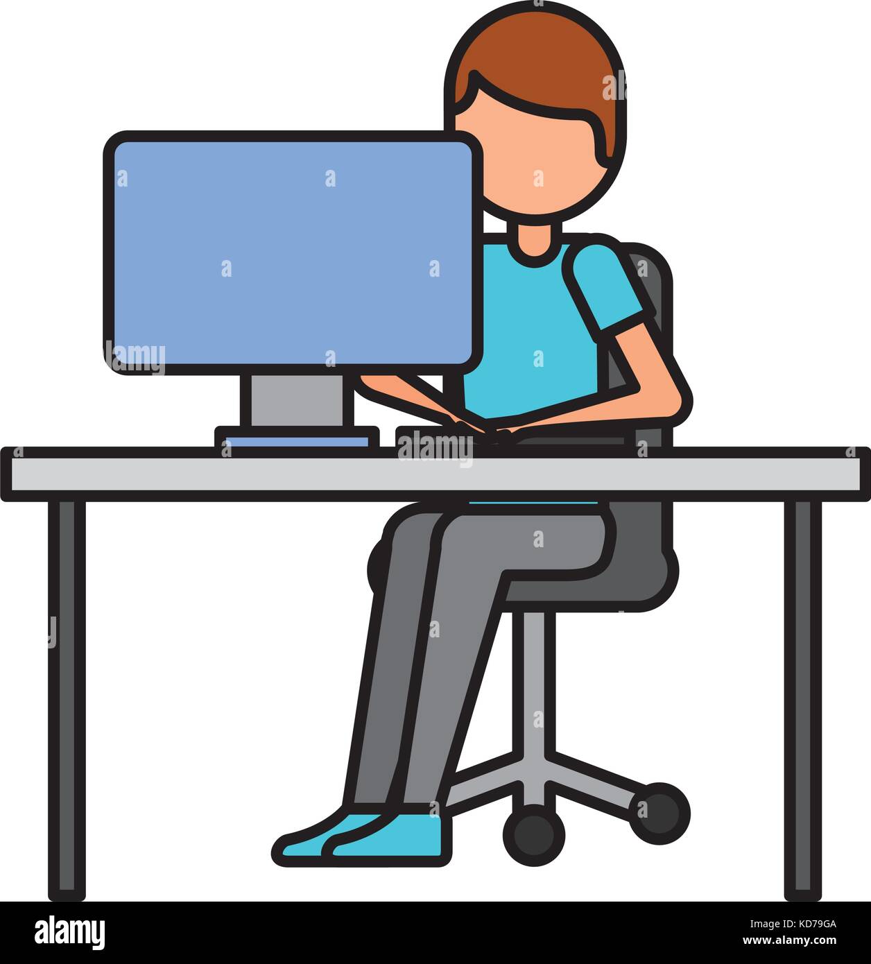 person working on computer programming or coding concept Stock Vector ...
