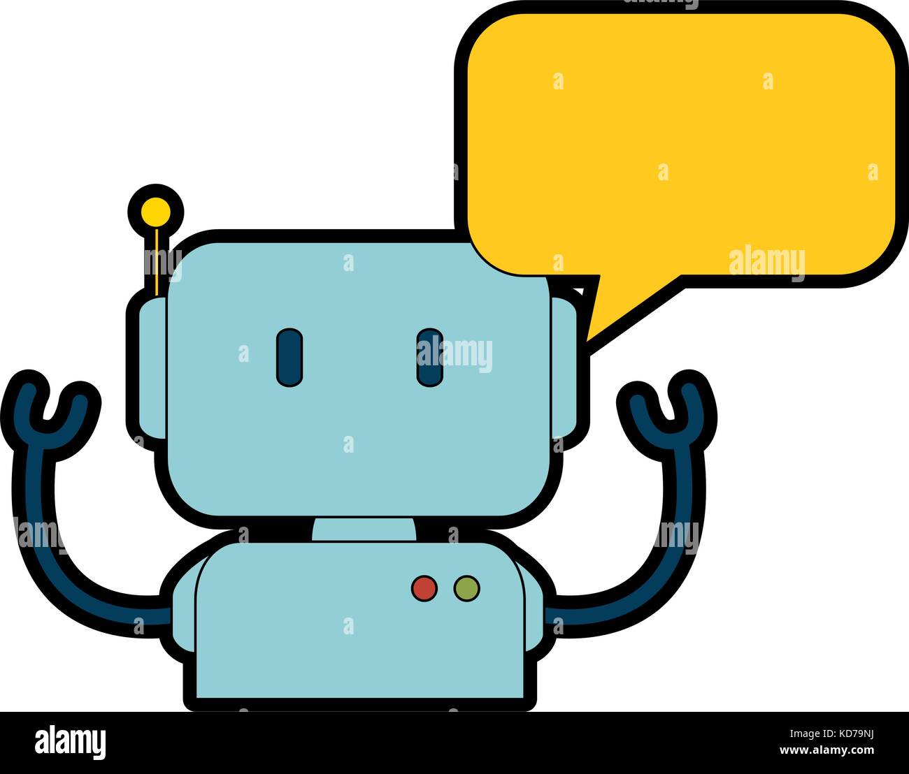 electronic robot with speech bubble character vector illustration ...