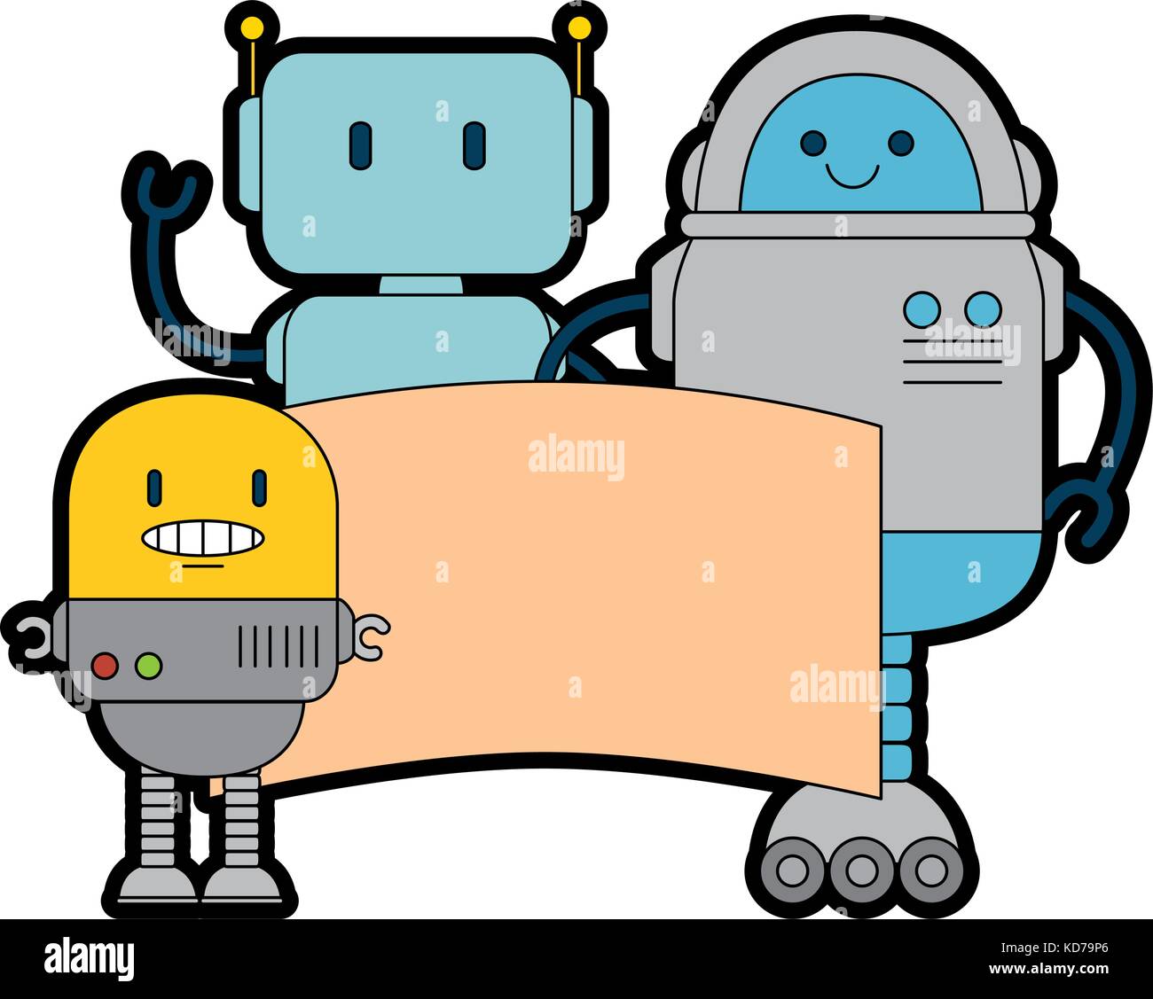 electronic robots with banner characters vector illustration design ...