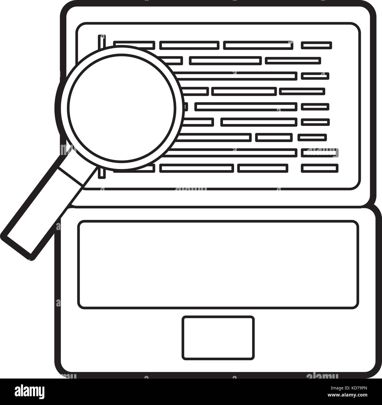 programming code web site development laptop with maginifier Stock ...