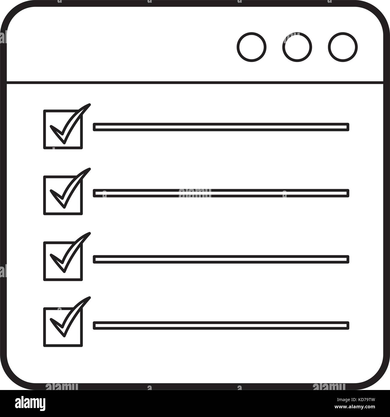 web page check mark report list flat design graphic element Stock ...