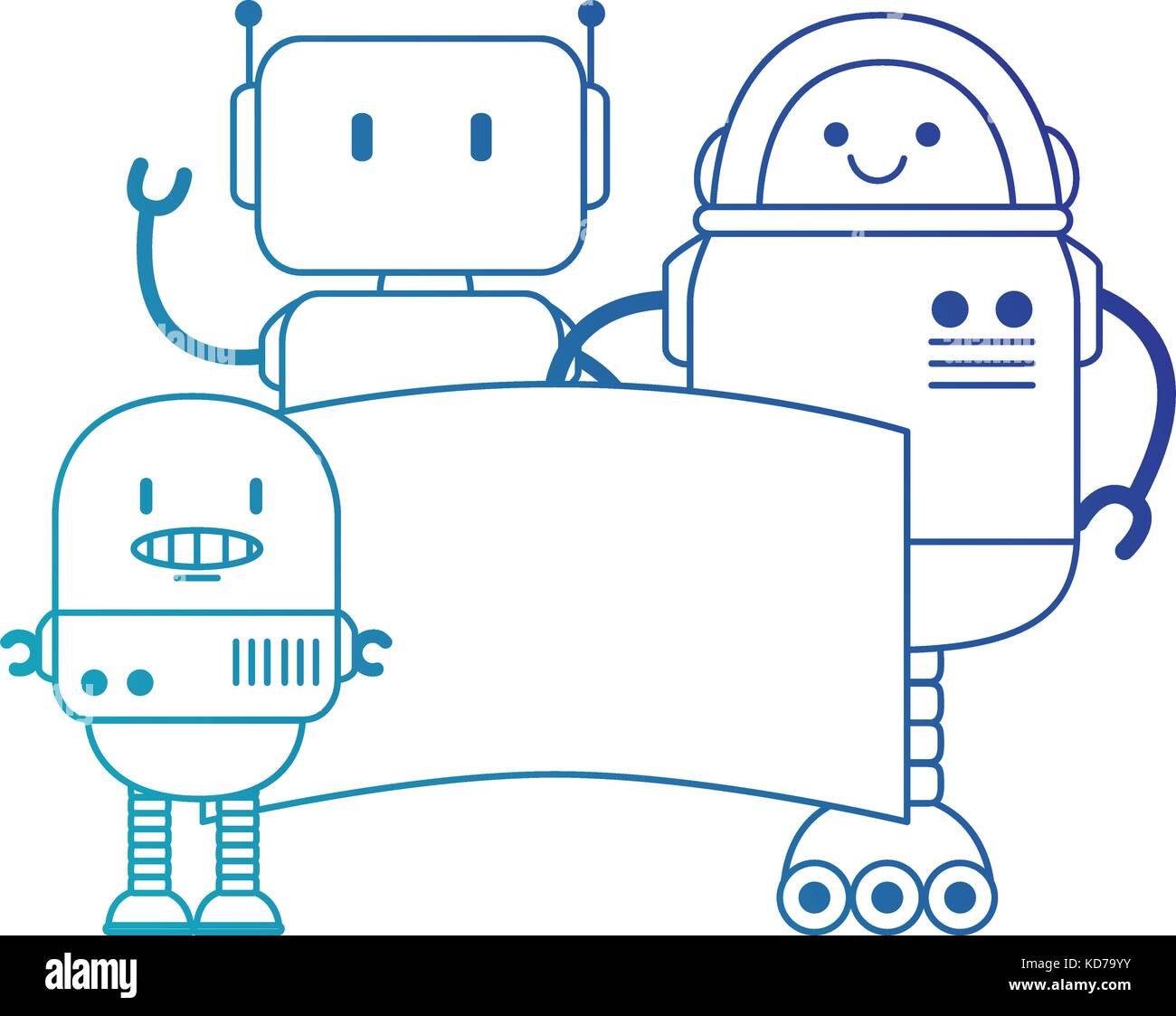 electronic robots with banner characters vector illustration design ...