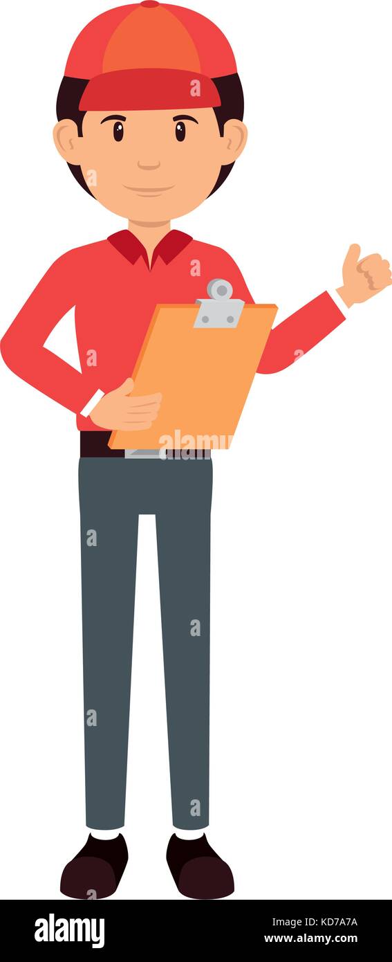 delivery worker with clipboard avatar character vector illustration ...
