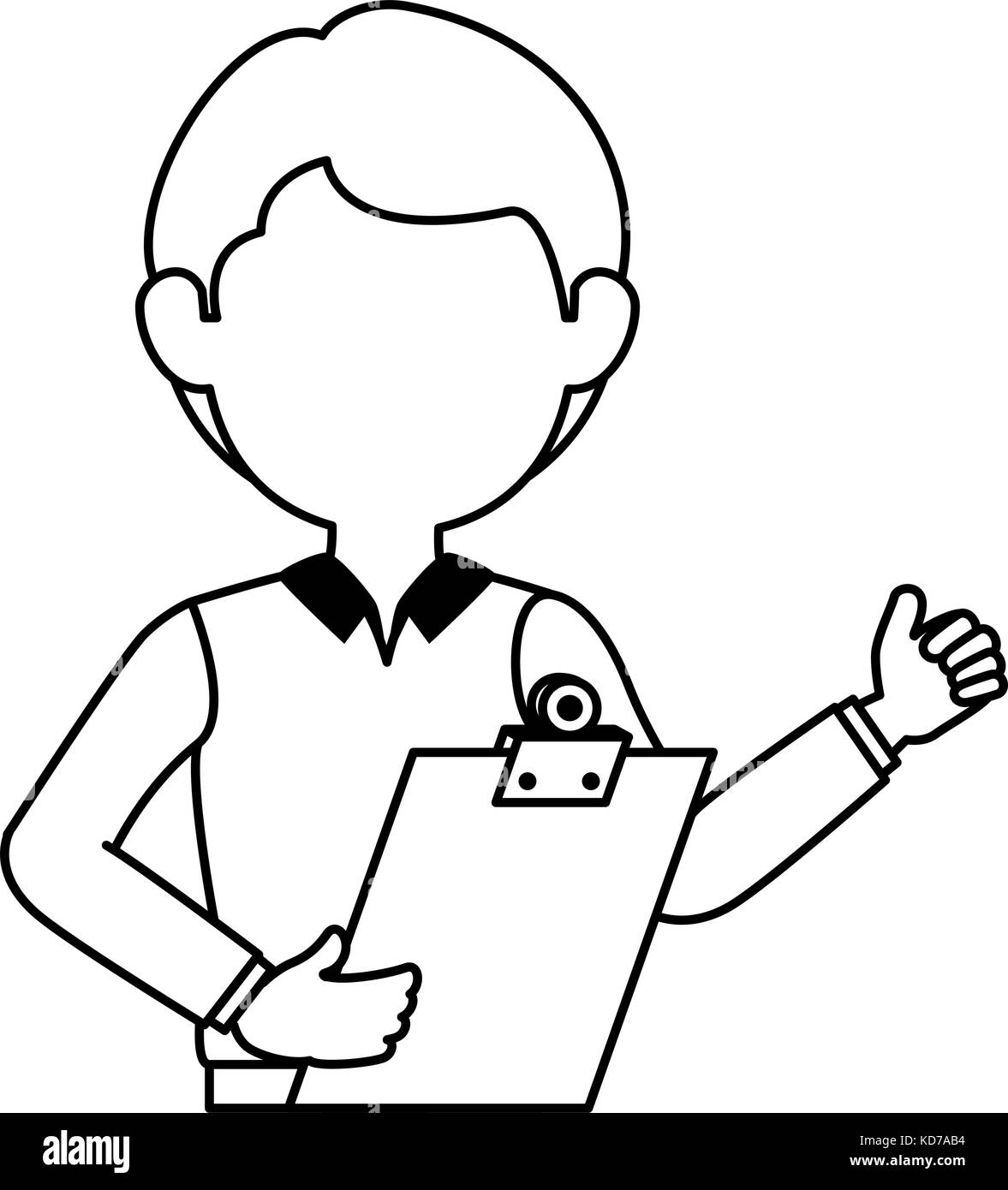 delivery worker with clipboard avatar character vector illustration ...