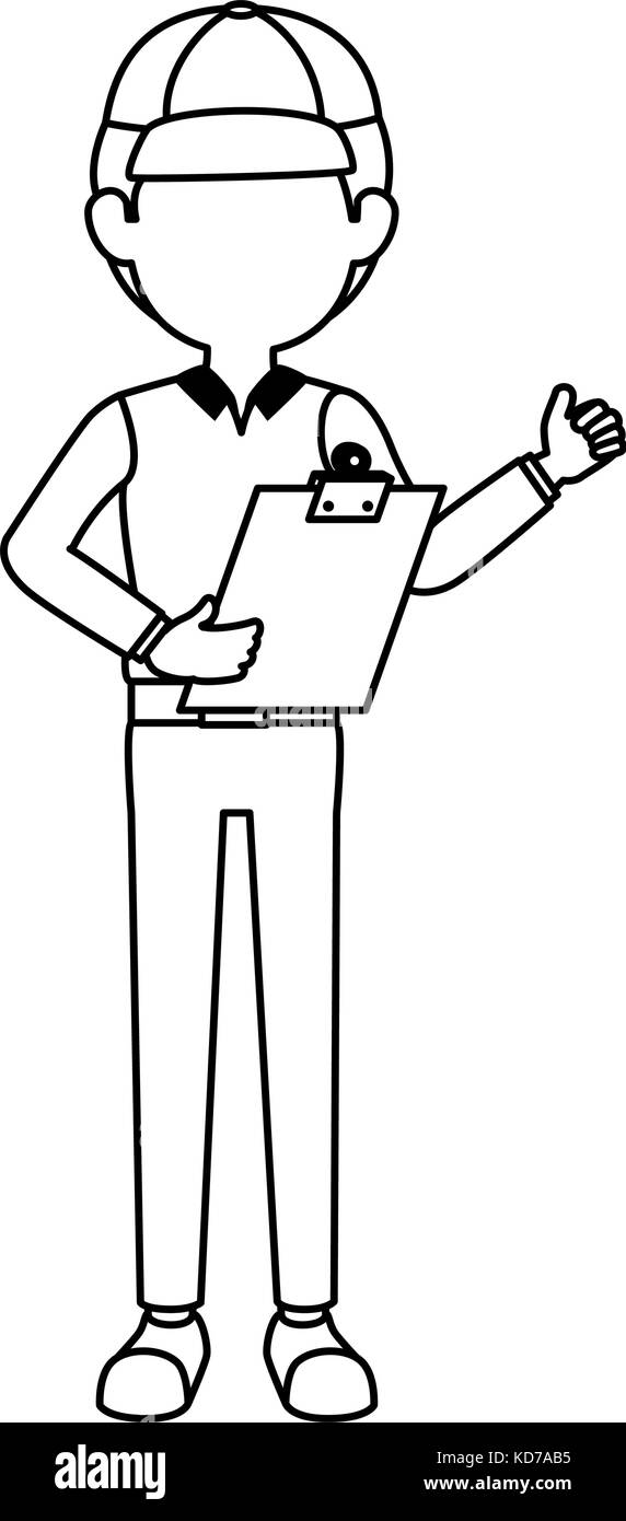 delivery worker with clipboard avatar character vector illustration ...