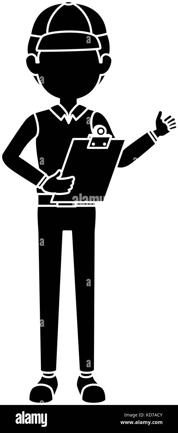 delivery worker with clipboard avatar character vector illustration ...
