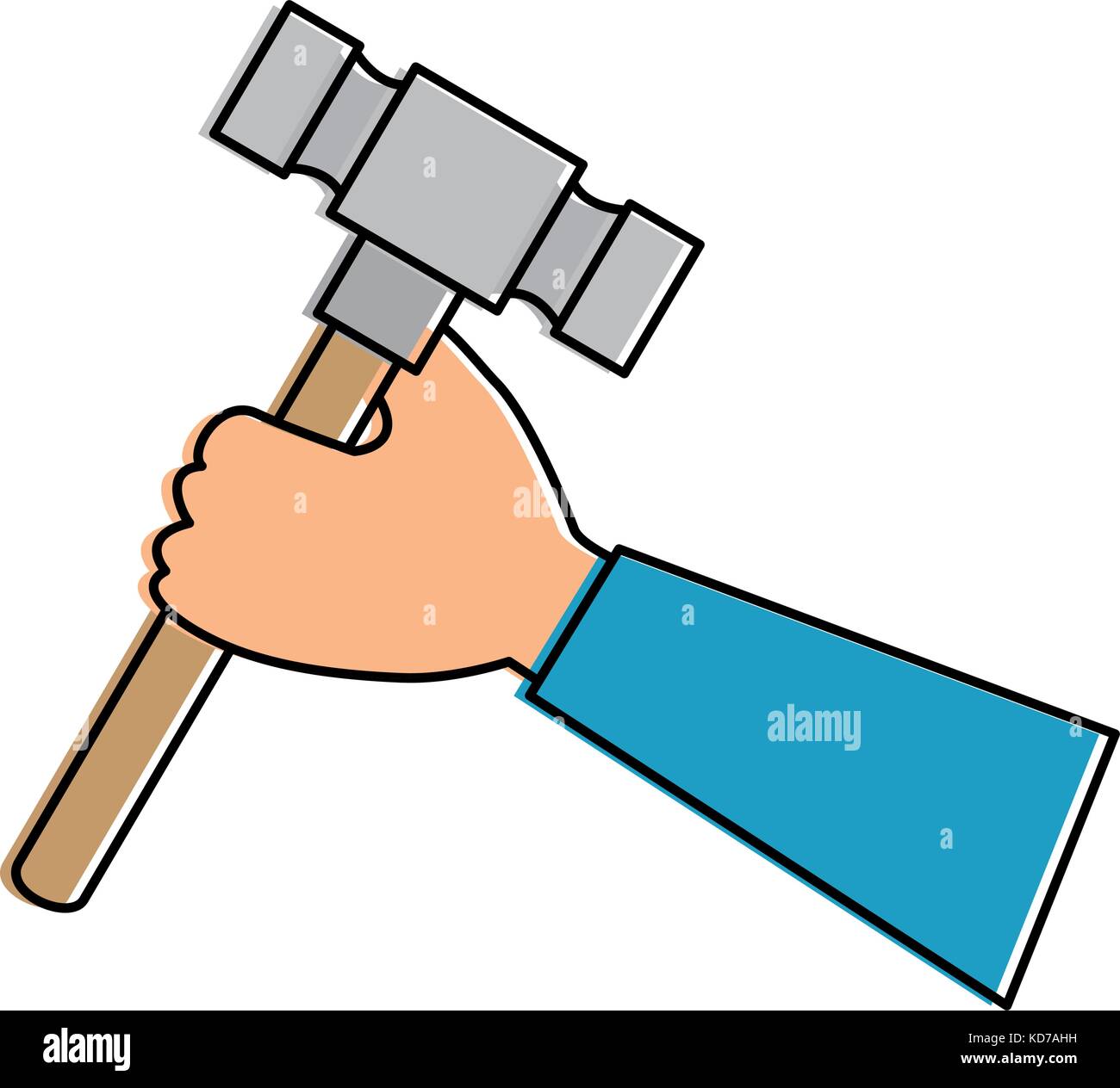 hand with hammer tool isolated icon Stock Vector Image & Art - Alamy