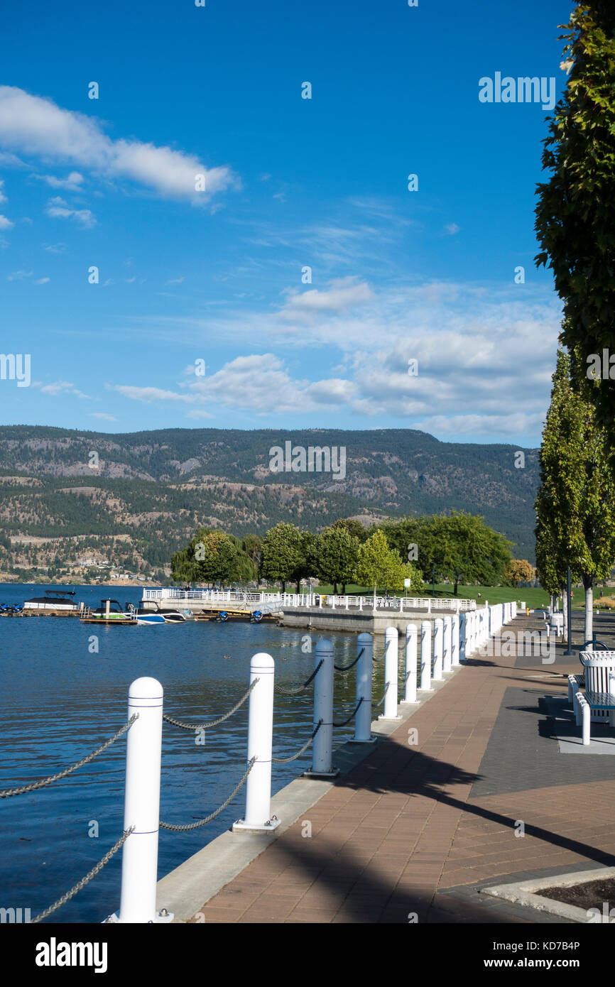 The waterfront park and walking trail on Lake Okanagan in Kelowna British Columbia Stock Photo