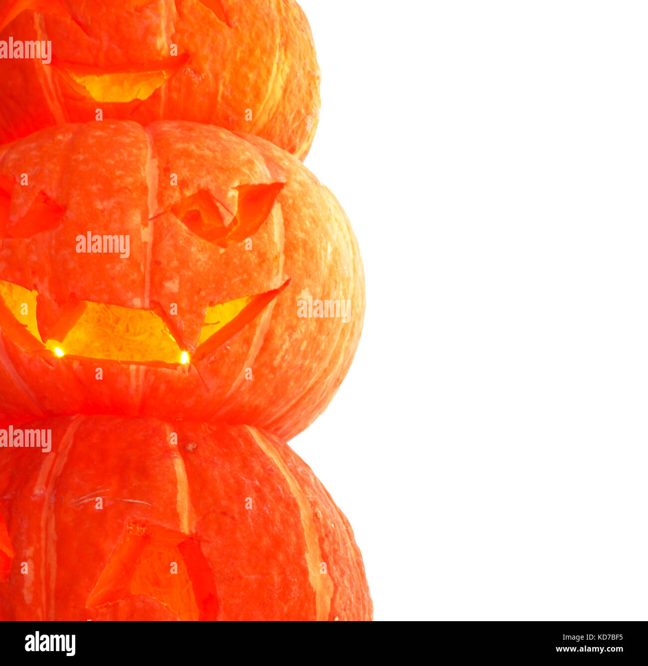 Glowing Halloween Pumpkins isolated on white background Stock Photo - Alamy