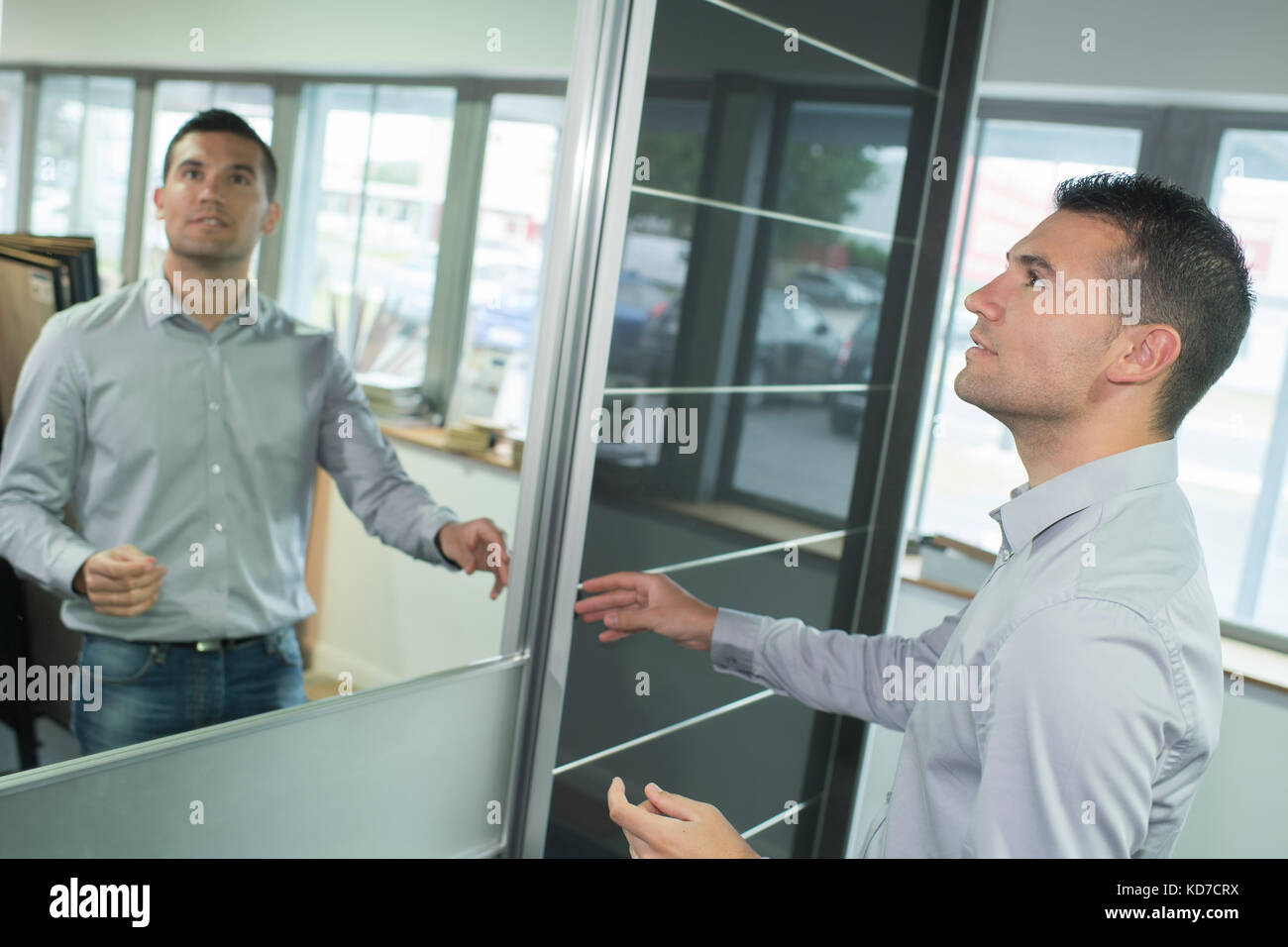 male designer checking a furniture Stock Photo