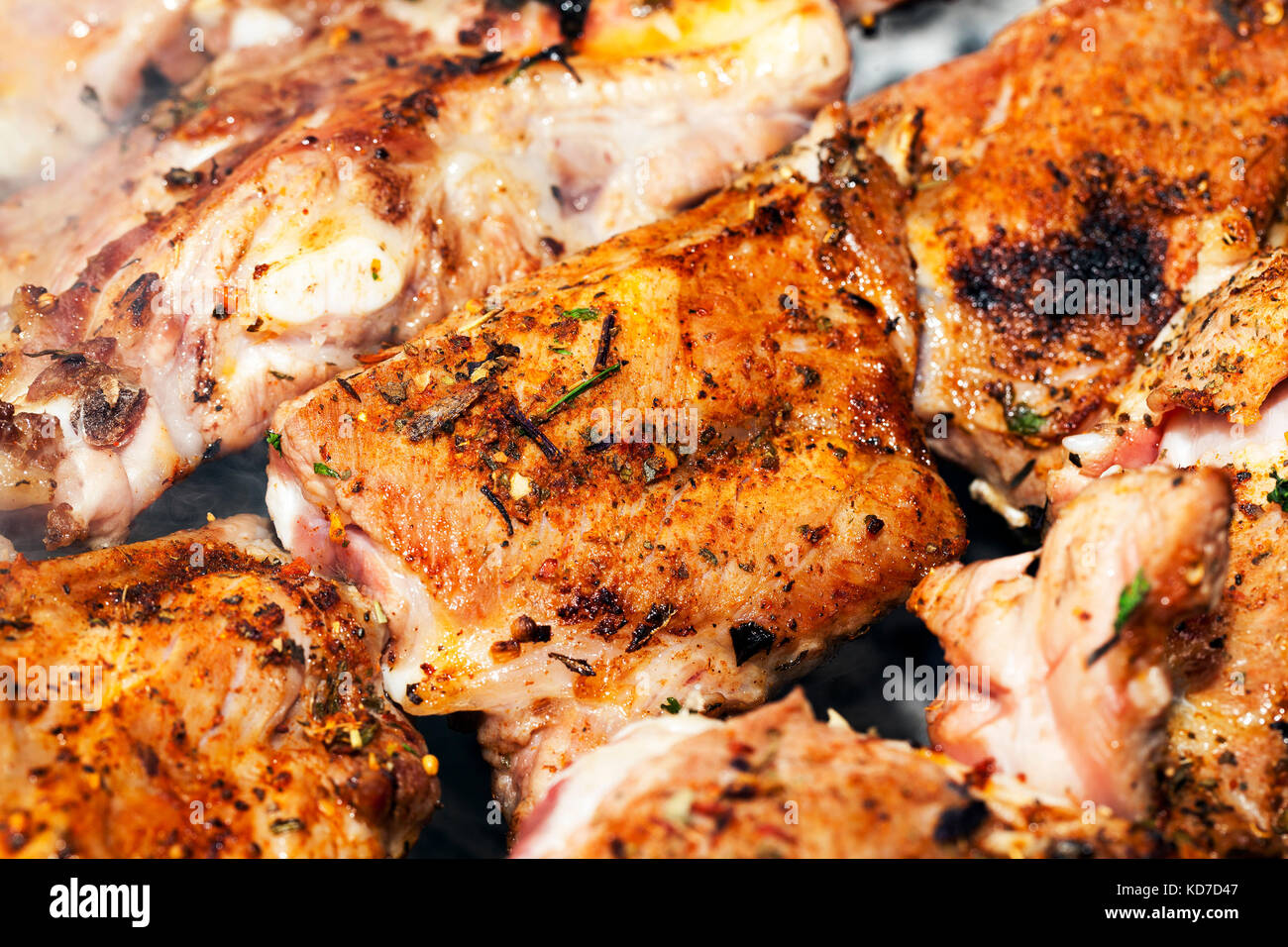 skewers of meat, closeup Stock Photo Alamy