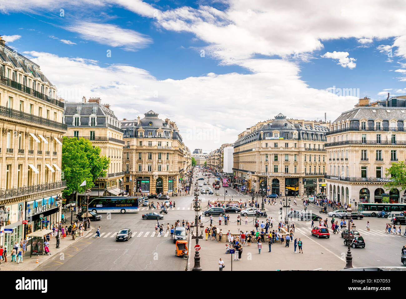 The Place de l'Opéra, as known as Opera Square is the square is located in front of the Garnier Palace in Paris, France Stock Photo