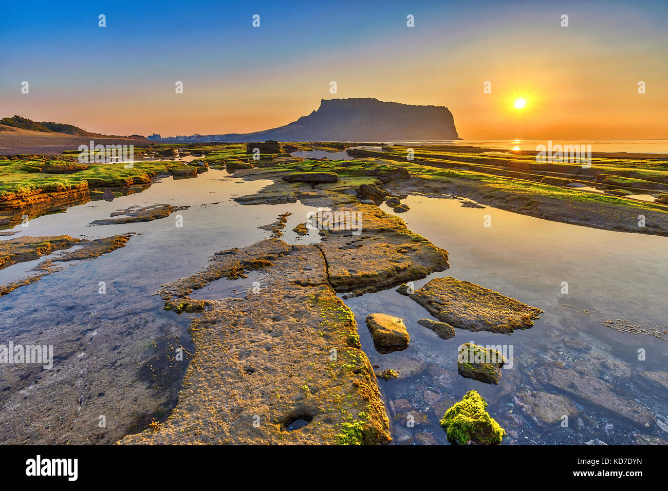 Sunrise at Jeju Do Seongsan Ilchulbong, Jeju Island, South Korea Stock Photo