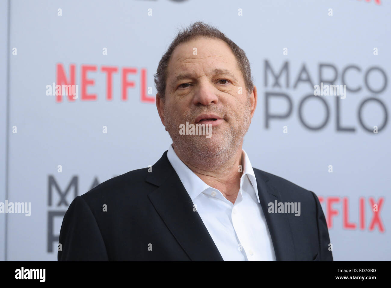 Film producer Harvey Weinstein attends the 'Marco Polo' New York series premiere at AMC Lincoln Square Theater on December 2, 2014 in New York City. Stock Photo