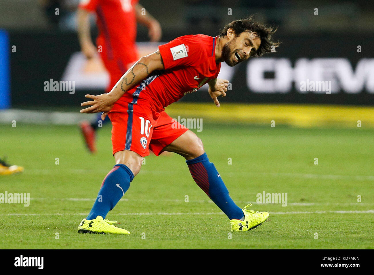 Sao Paulo, Brazil. 10th Oct, 2017. Jorge Valdivia of Chile during a match between Brazil and Chile valid for the last round of the World Cup Qualifiers Russia 2018, held at Allianz Parque in the neighborhood of Barra Funda, west of the capital. Credit: Foto Arena LTDA/Alamy Live News Stock Photo