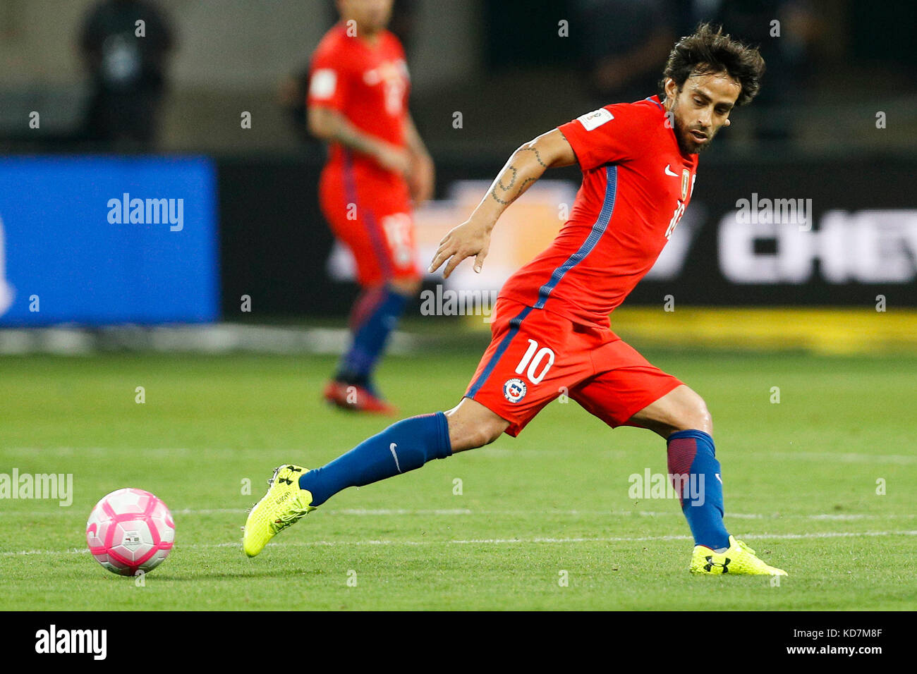 Sao Paulo, Brazil. 10th Oct, 2017. Jorge Valdivia of Chile during a match between Brazil and Chile valid for the last round of the World Cup Qualifiers Russia 2018, held at Allianz Parque in the neighborhood of Barra Funda, west of the capital. Credit: Foto Arena LTDA/Alamy Live News Stock Photo