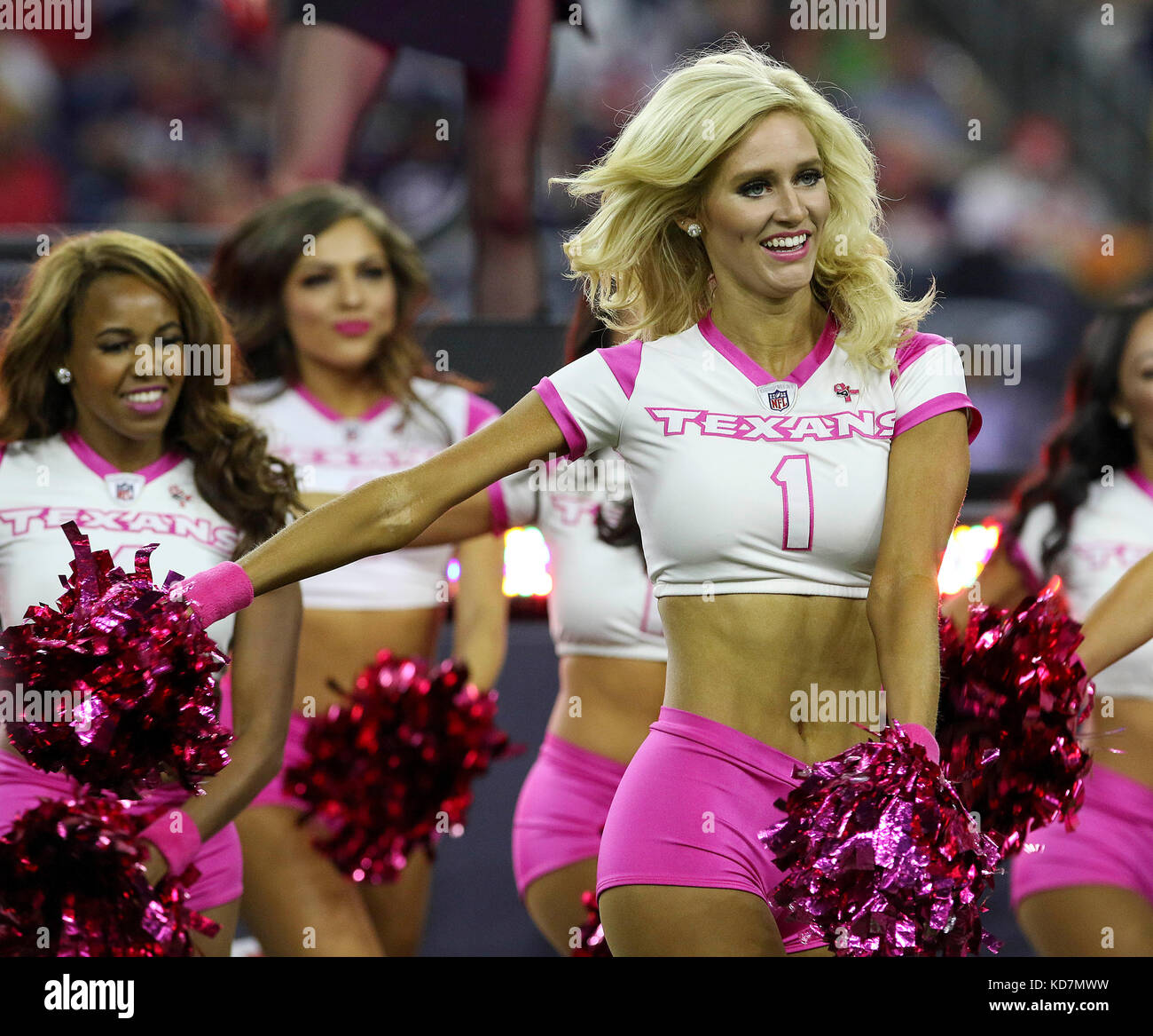 Houston, TX, USA. 8th Oct, 2017. A Houston Texans cheerleader during the NFL game between the Kansas City Chiefs and the Houston Texans at NRG Stadium in Houston, TX. John Glaser/CSM/Alamy Live News Stock Photo