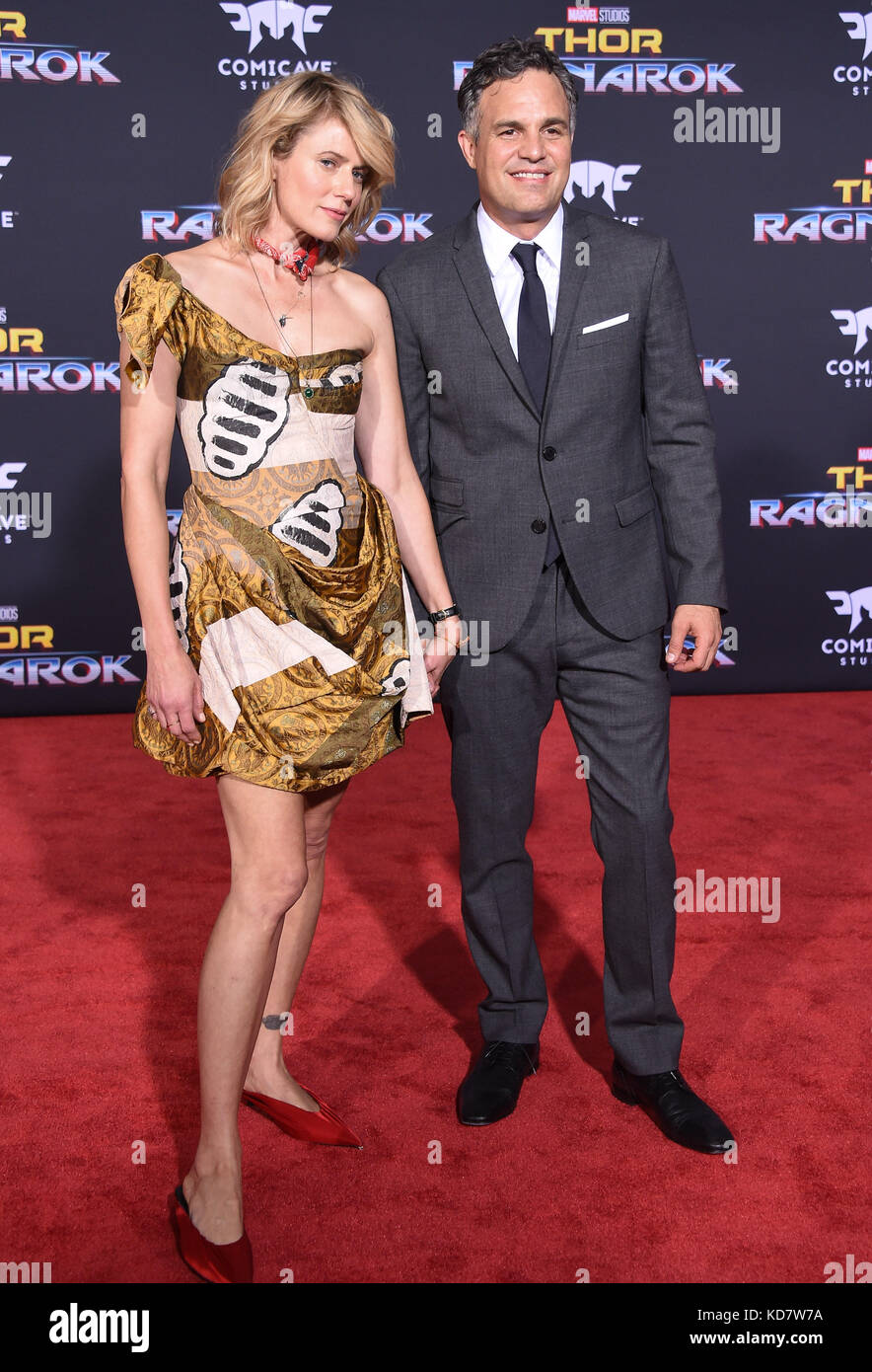 Hollywood, California, USA. 10th Oct, 2017. Mark Ruffalo and Sunrise Coigney arrives for the premiere of the film 'Thor: Ragnarok' at the El Capitan theater. Credit: Lisa O'Connor/ZUMA Wire/Alamy Live News Stock Photo