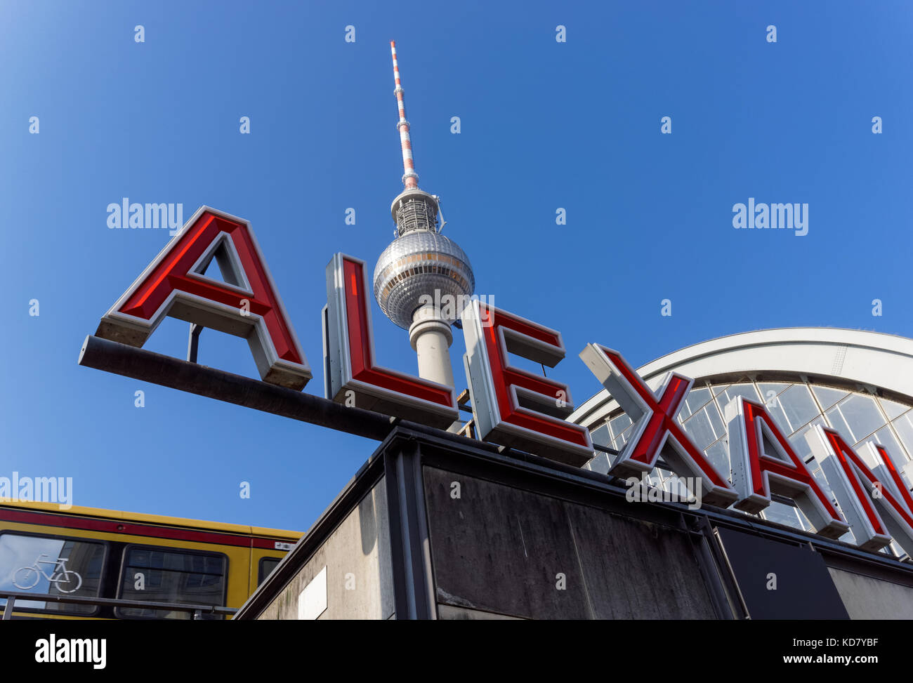 Alexanderplatz station and the Television Tower in Berlin, Germany Stock Photo