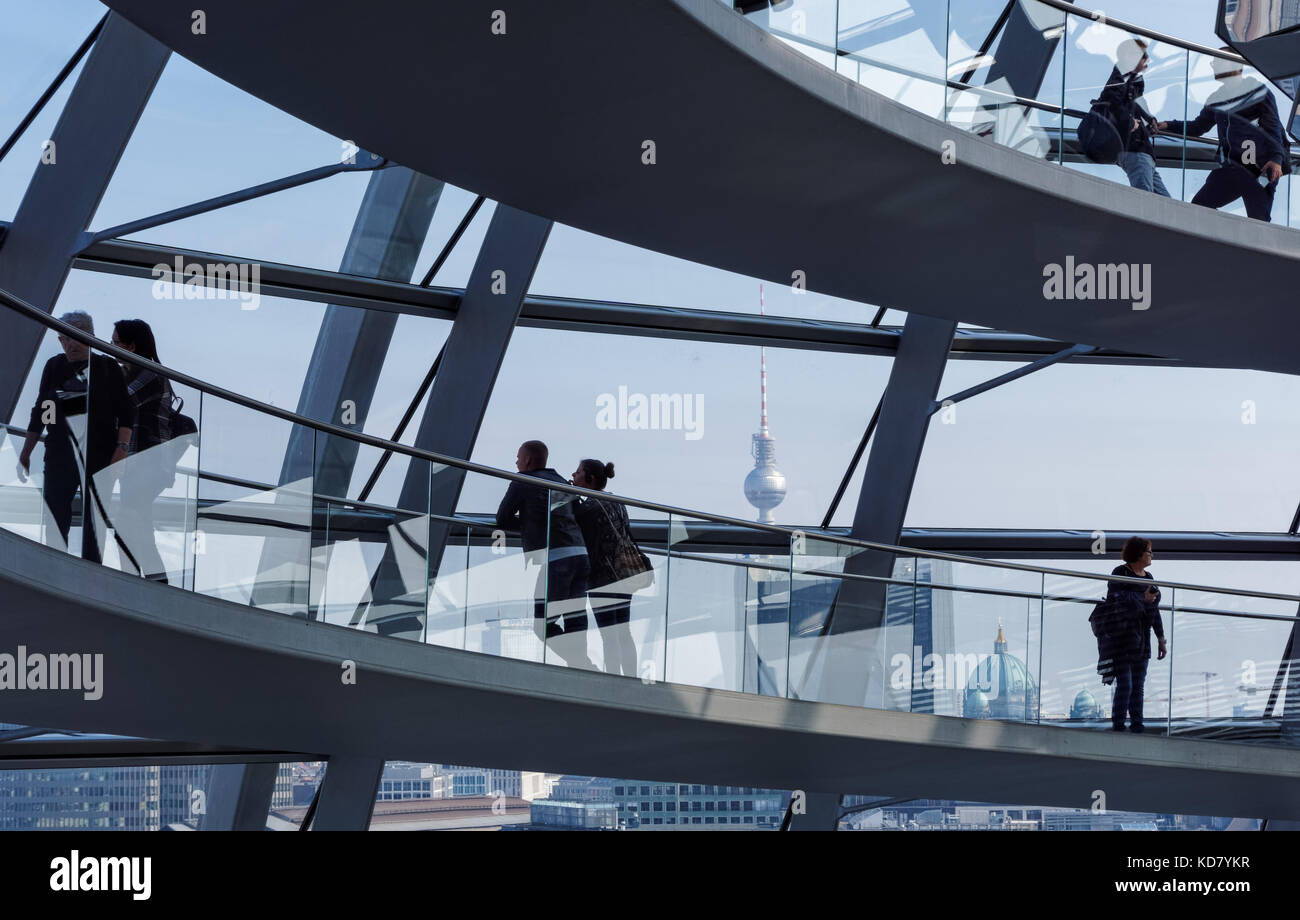 Visitors at the Reichstag dome in Berlin, Germany Stock Photo
