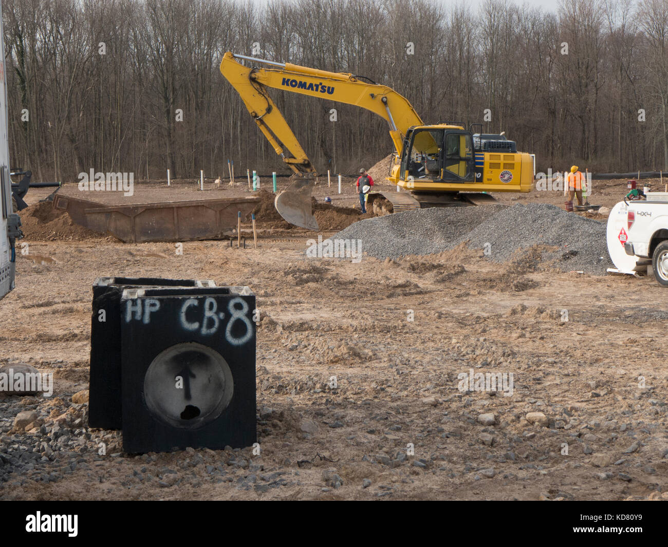 Construction site with heavy equipment. Stock Photo