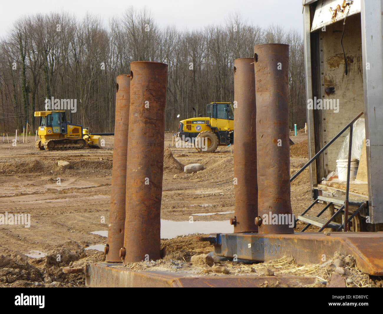 Construction site with heavy equipment. Stock Photo