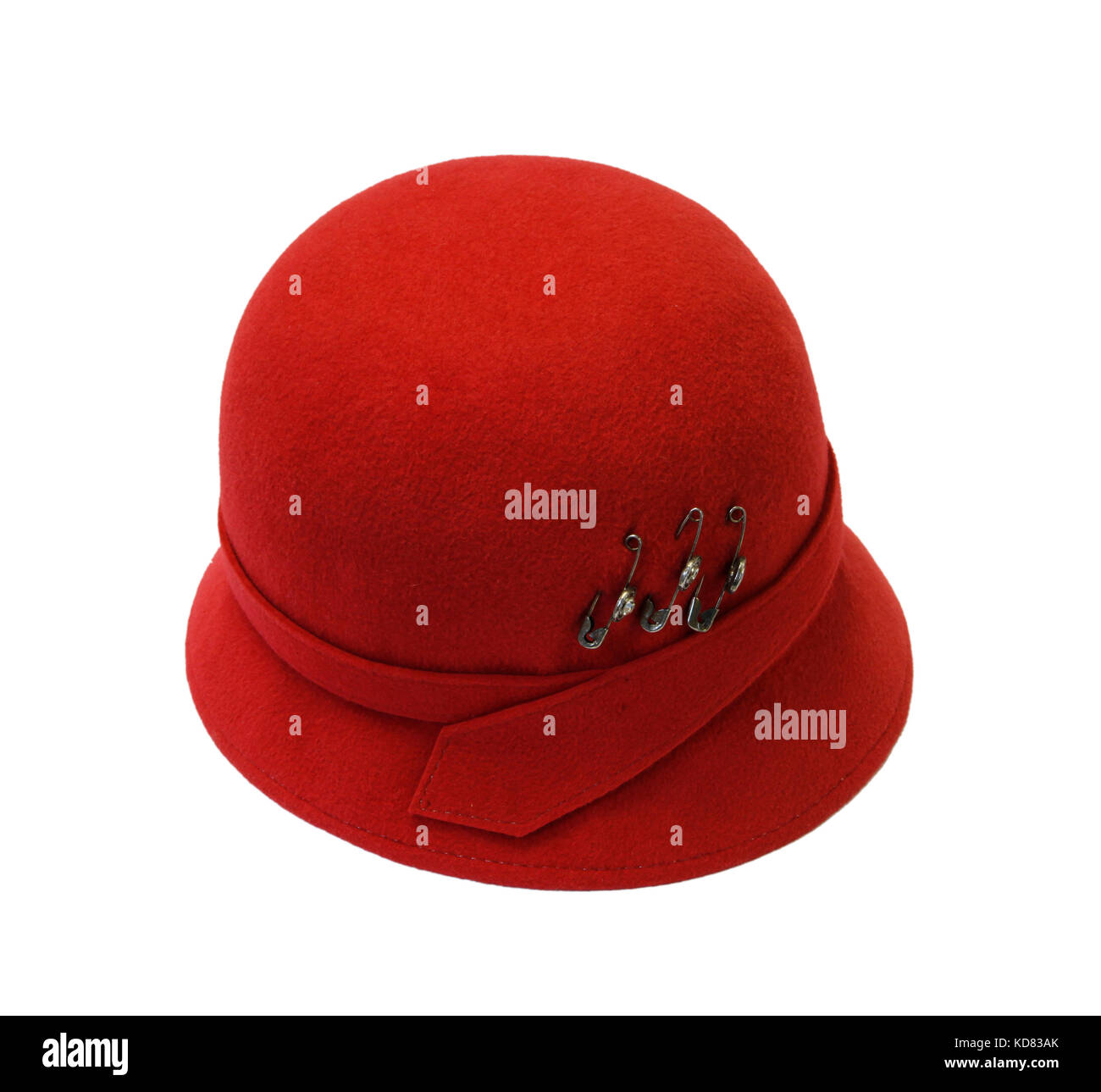 red woman's hat with safety pins Stock Photo Alamy