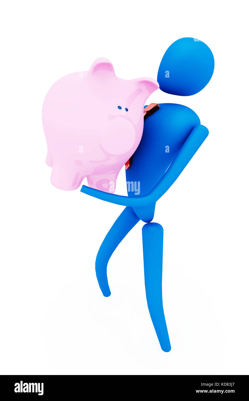 3d person holding piggy bank Stock Photo - Alamy