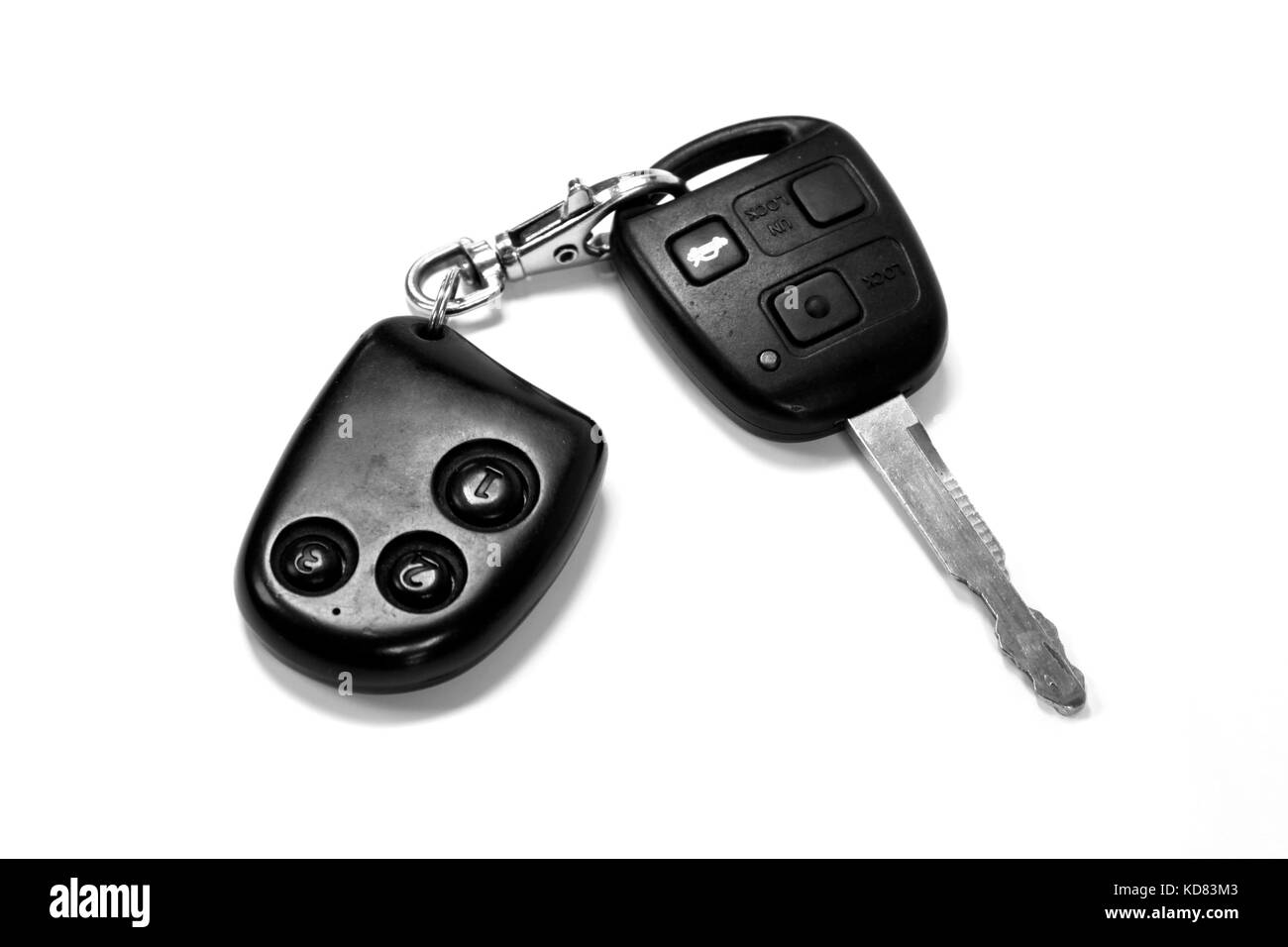 A car key with remote on white background Stock Photo Alamy
