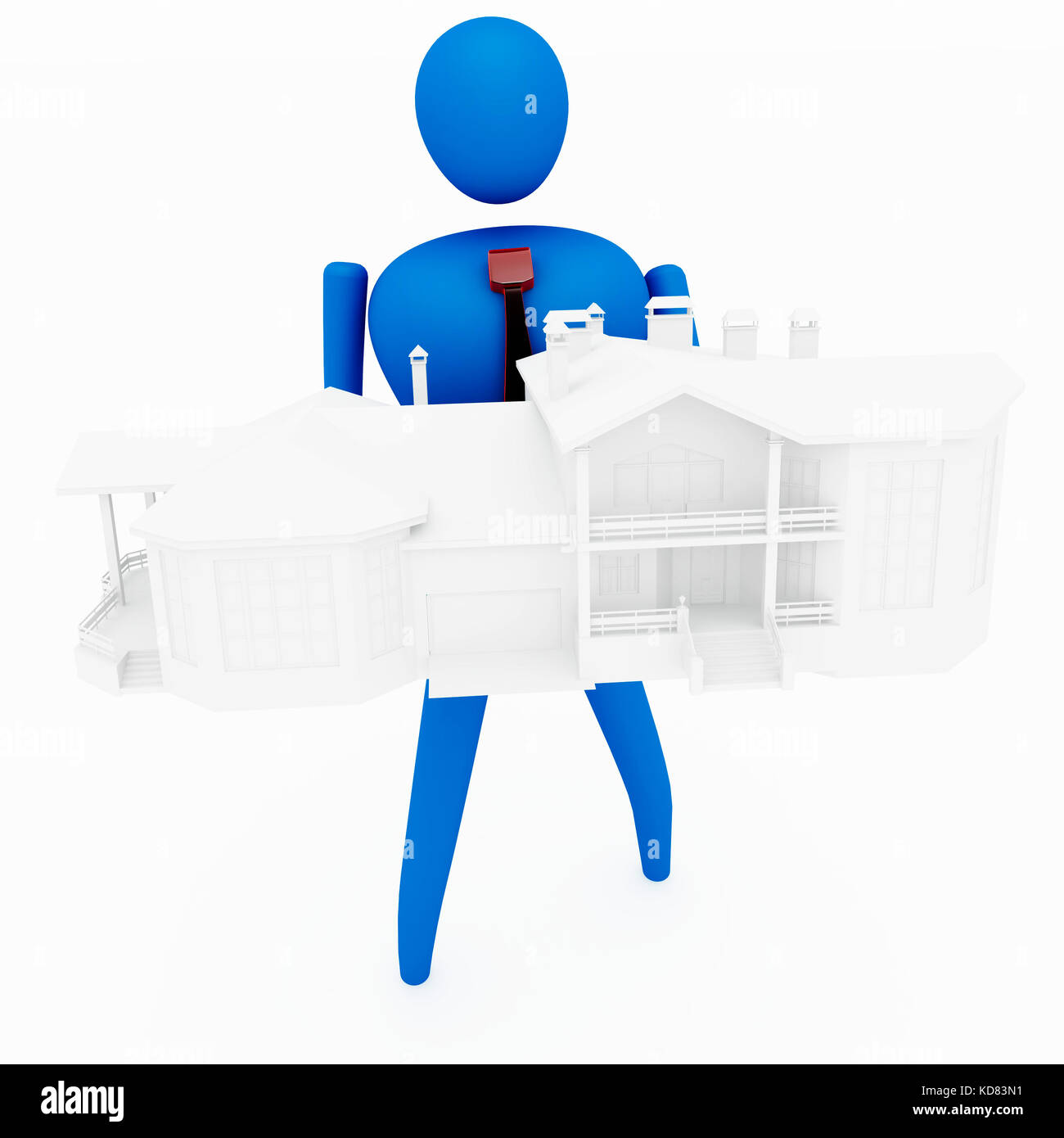 3D person holding a house isolated over a white background Stock Photo