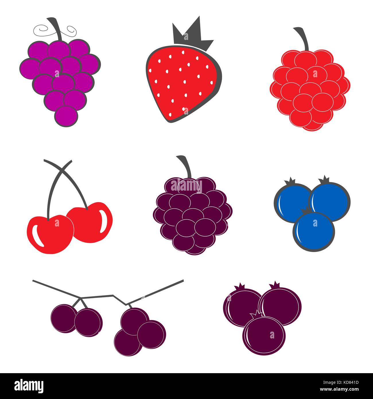 berry fruit icons set vector Stock Photo - Alamy