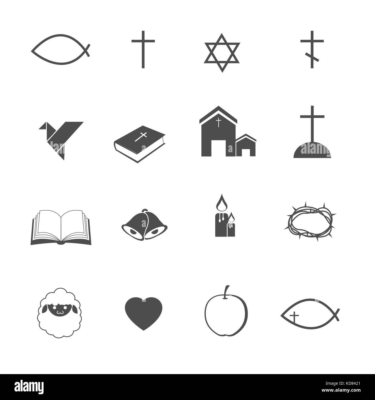 christian symbol icons set vector Stock Photo