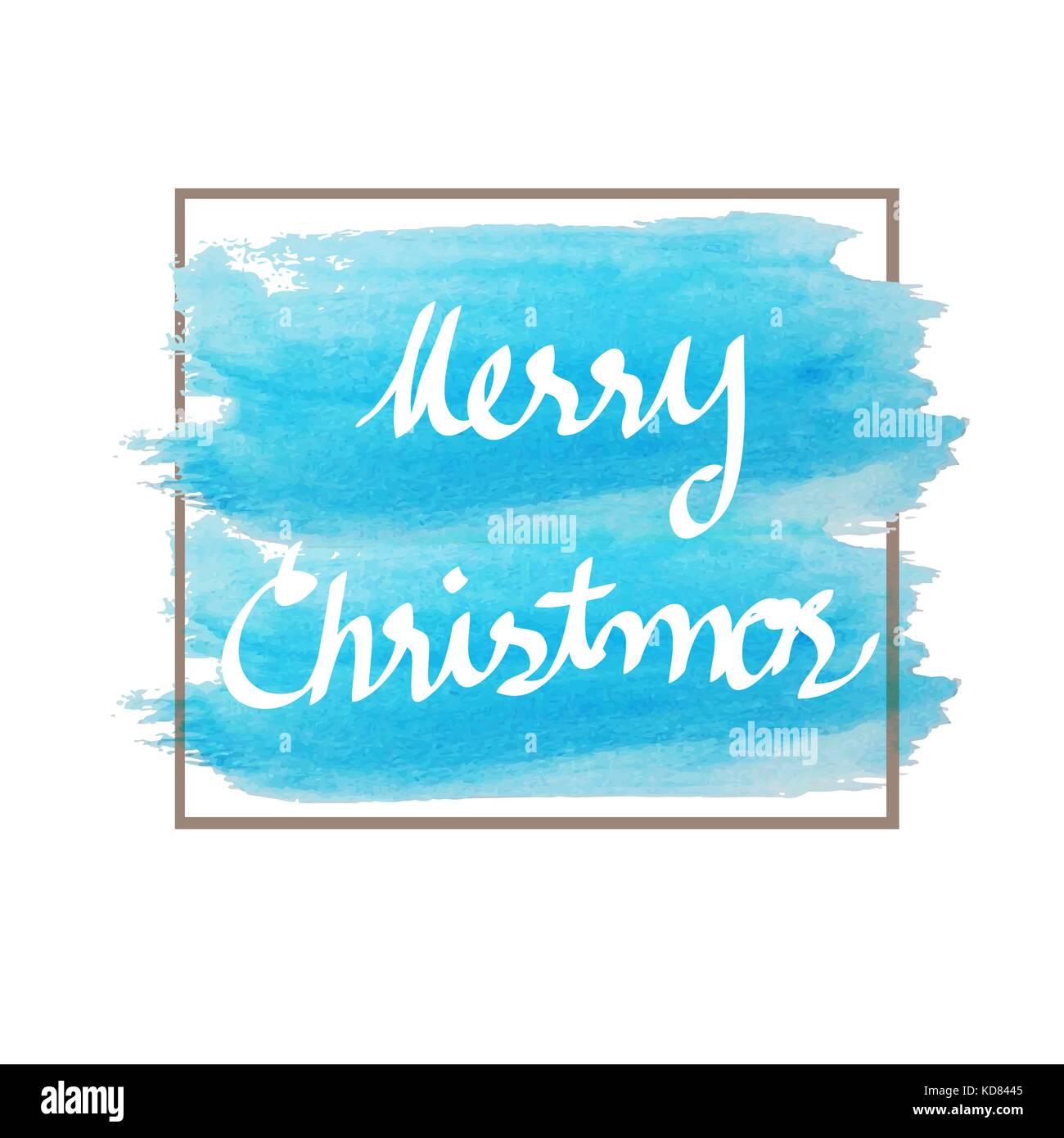 merry christmas in blue color grunge artistic brush strokes in frame Stock Photo