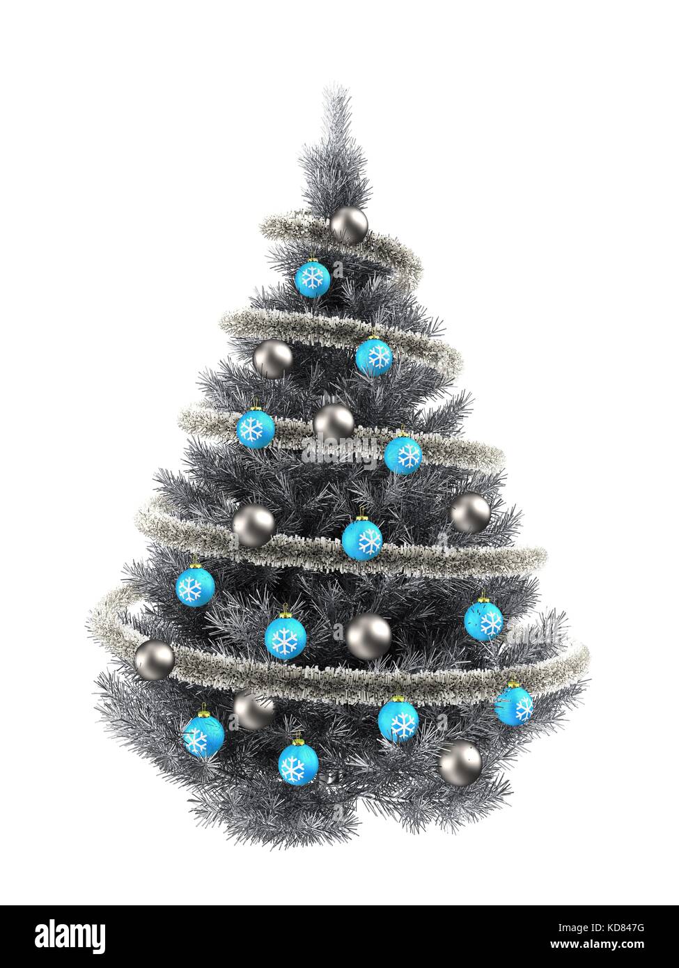 3d illustration of metallic Christmas tree over white background and ...