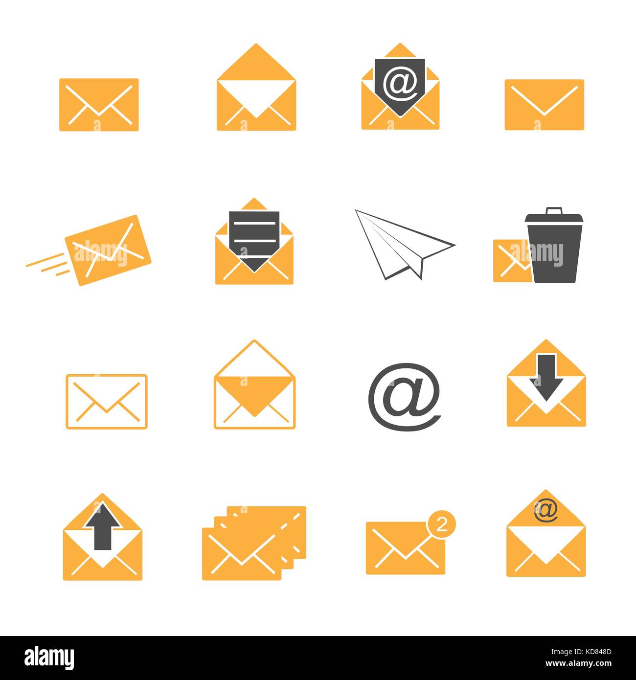 yellow color envelope and mail icons set vector Stock Photo Alamy
