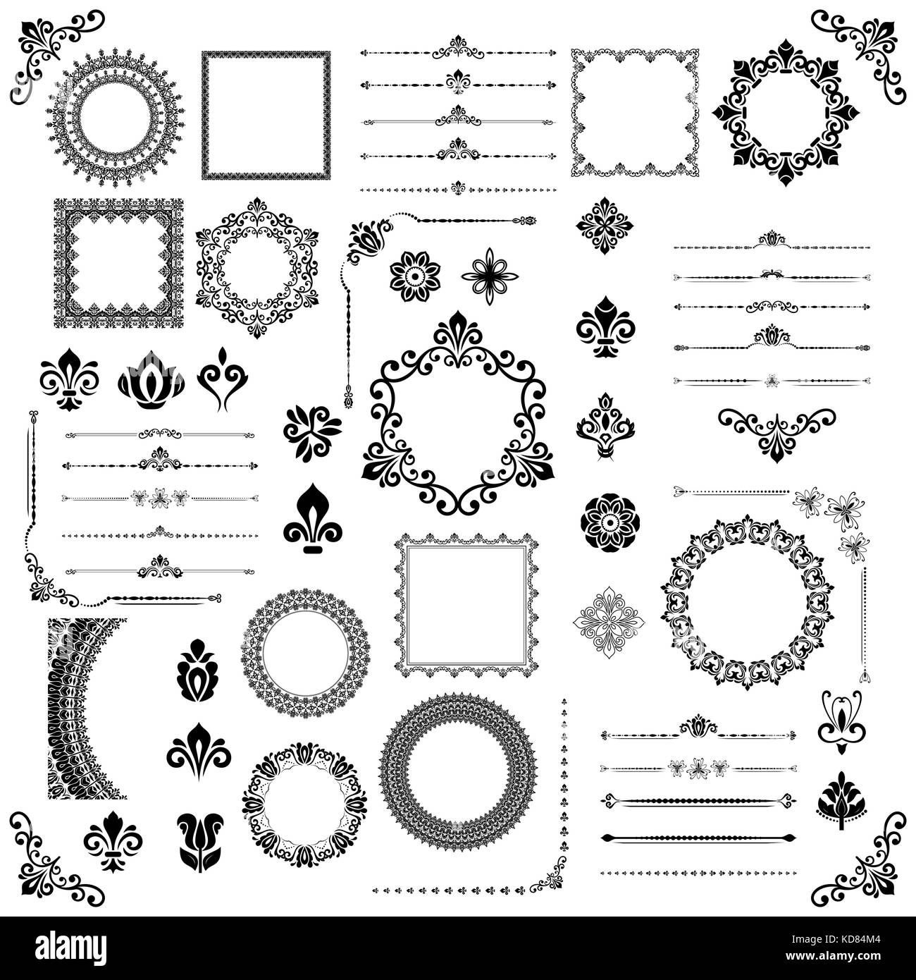 Vintage Set of Vector Horizontal. Square and Round Elements Stock ...