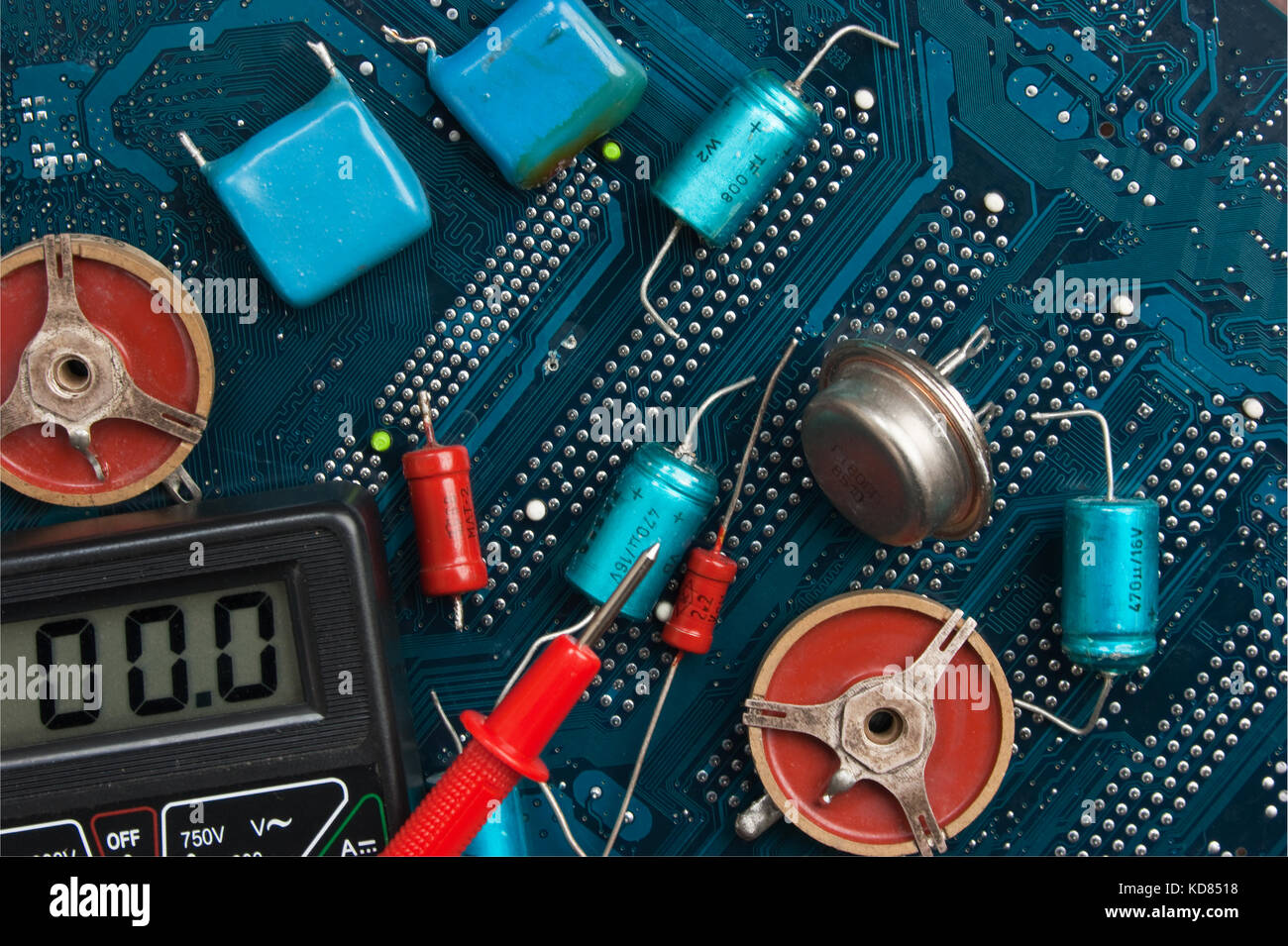 old electronic components on printed circuit board Stock Photo Alamy