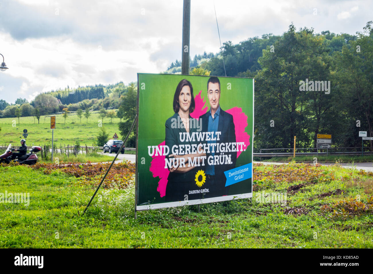 Green party election poster, Mertesdorf, Ruwer, Trier, Rheinland-Pfalz, germany Stock Photo