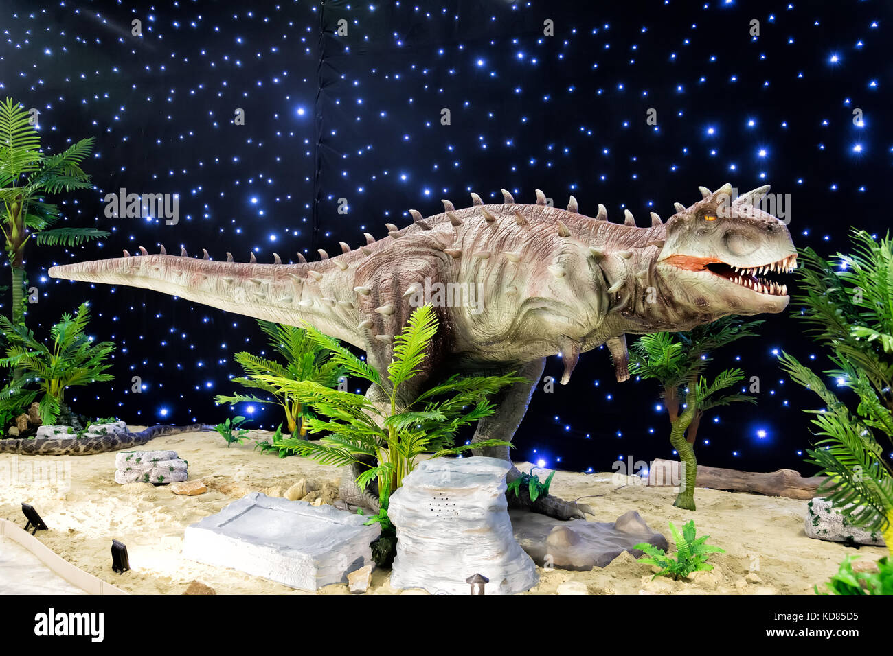 realistic of beautiful dinosaur model in the theme park in Thessaloniki Stock Photo