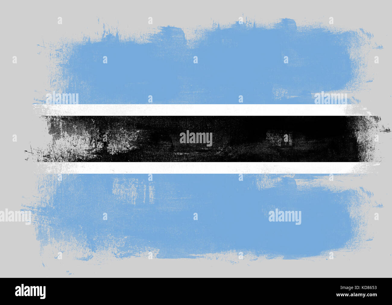 Flag of Botswana painted with brush on solid background Stock Photo - Alamy