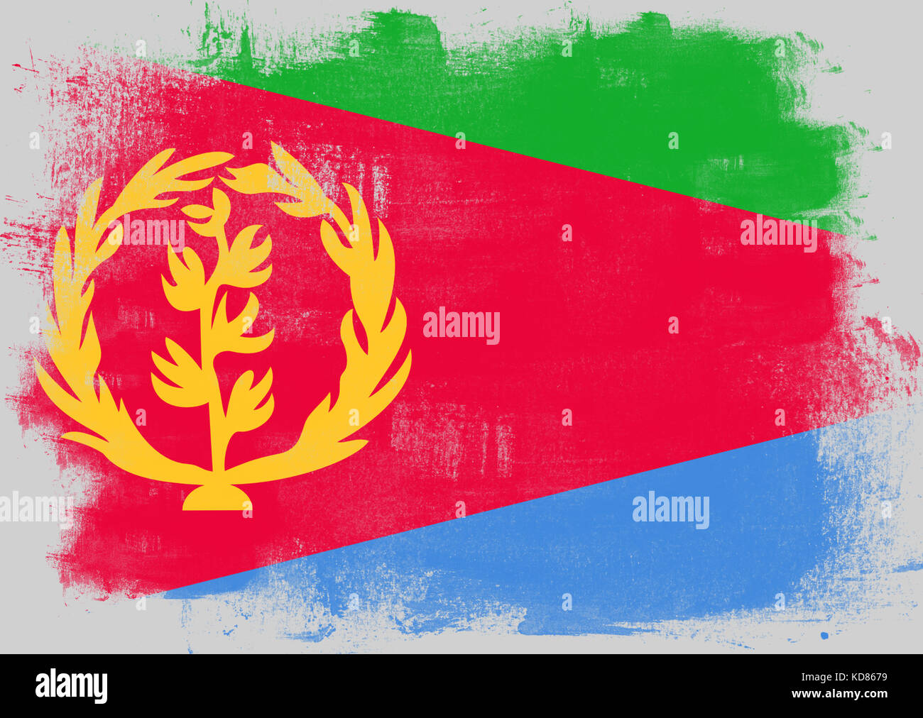 Flag of Eritrea painted with brush on solid background Stock Photo - Alamy