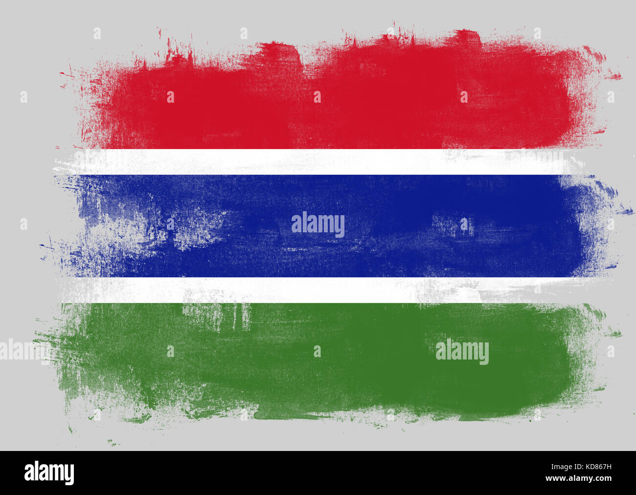 Flag of Gambia painted with brush on solid background Stock Photo - Alamy