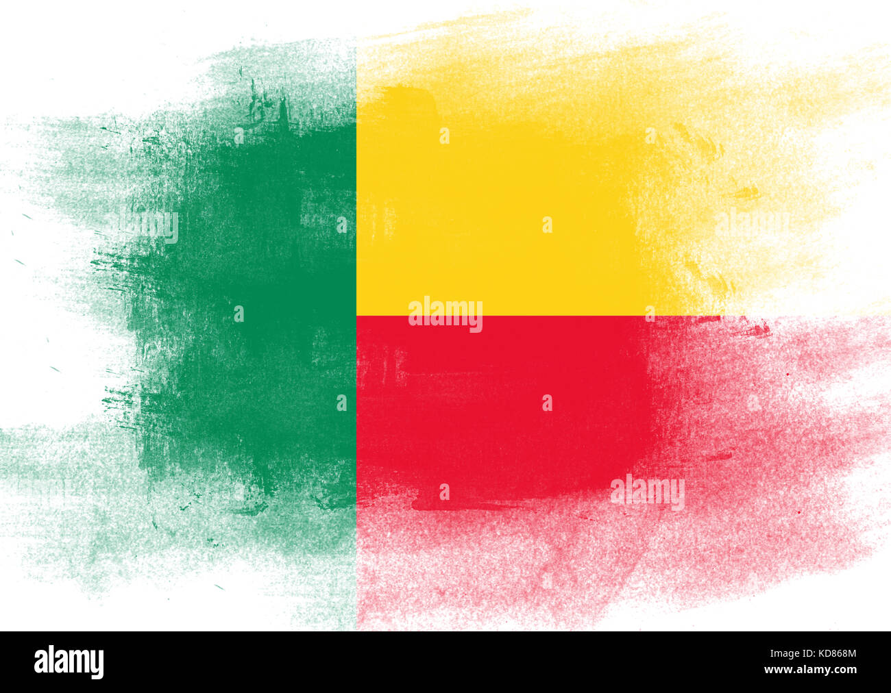 Flag of Benin painted with brush on solid background Stock Photo - Alamy