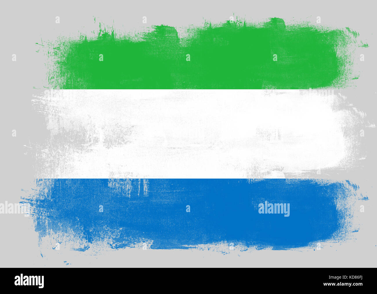 Flag of Sierra Leone painted with brush on solid background Stock Photo ...