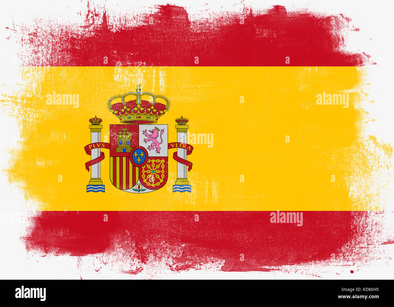 Flag of Spain painted with brush on solid background Stock Photo - Alamy