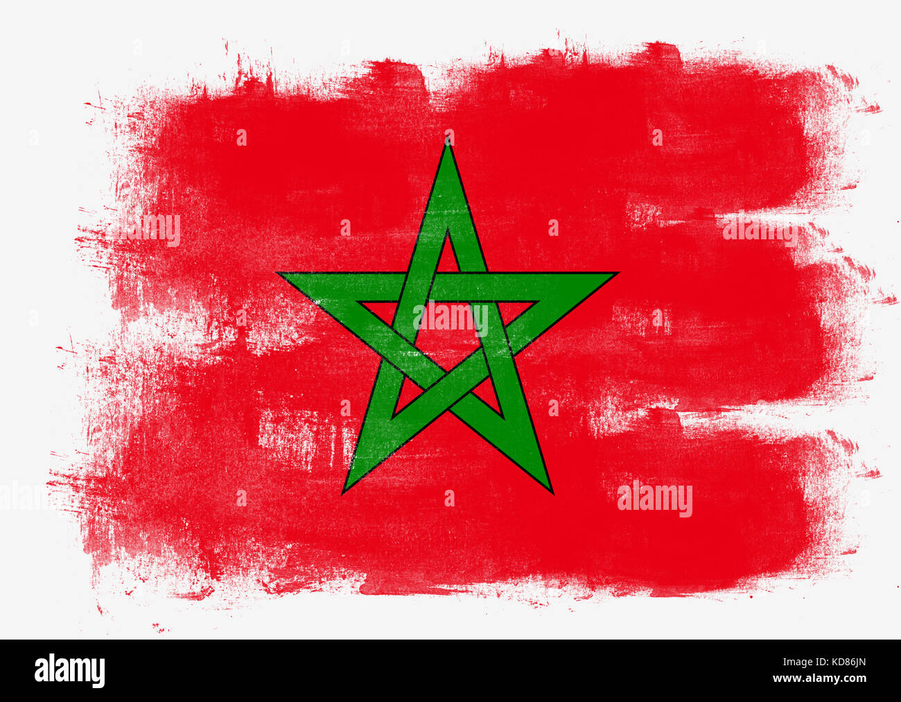Flag of Morocco painted with brush on solid background Stock Photo - Alamy