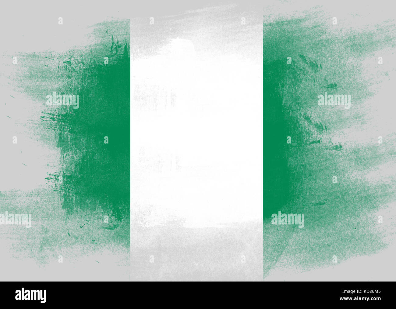 Flag of Nigeria painted with brush on solid background Stock Photo - Alamy