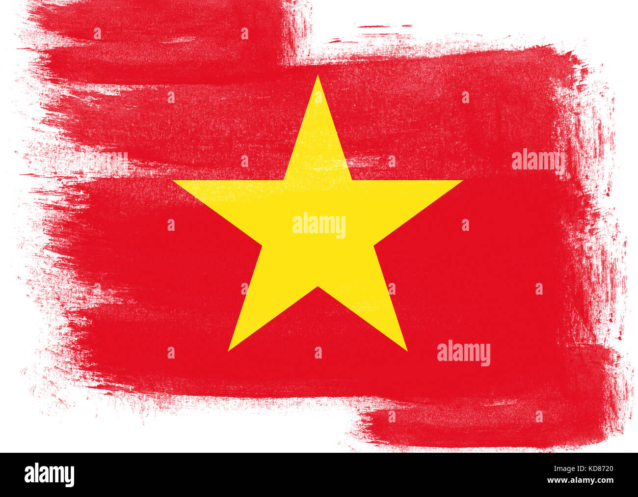 Flag of Vietnam painted with brush on solid background Stock Photo - Alamy