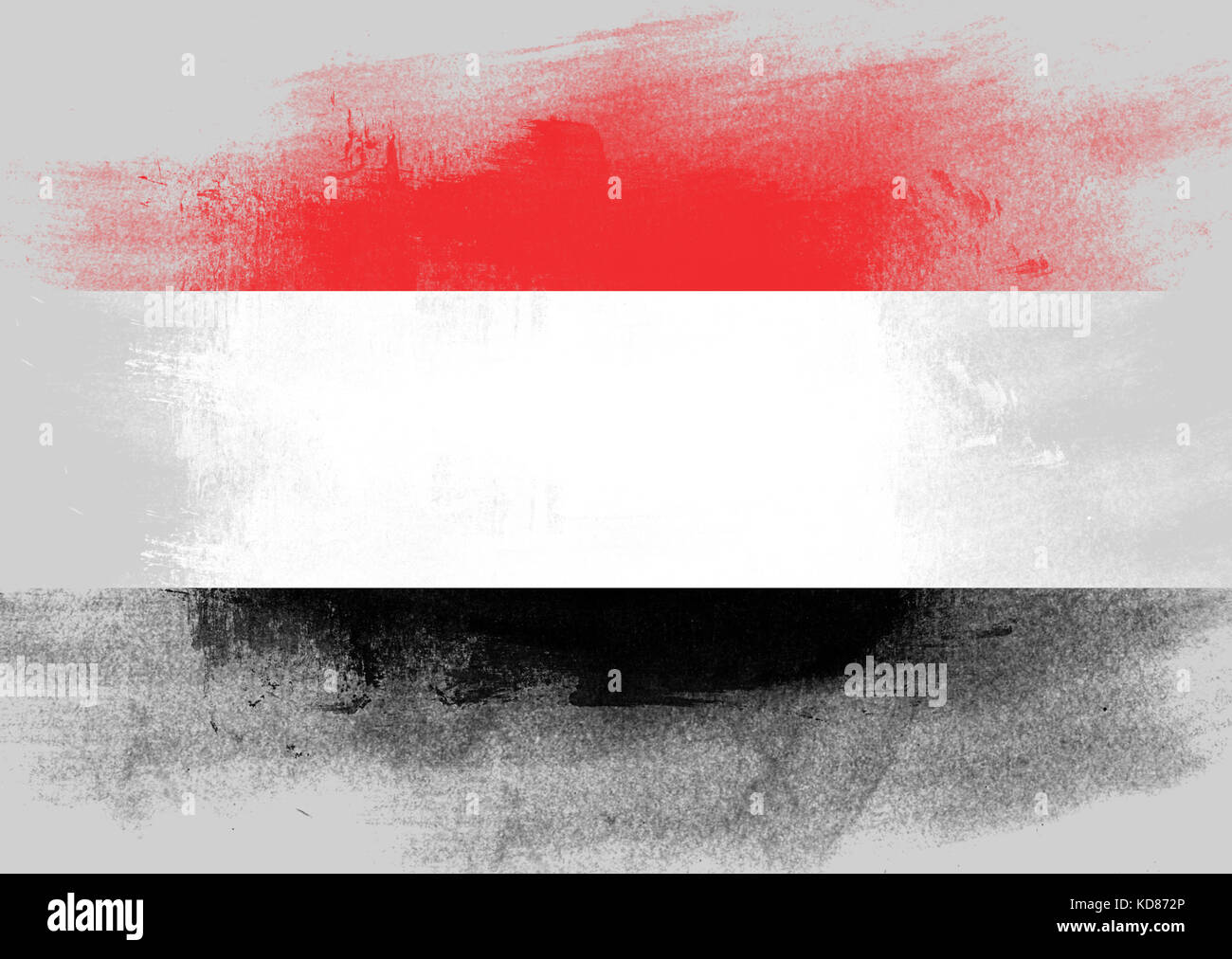 Flag of Yemen painted with brush on solid background Stock Photo - Alamy
